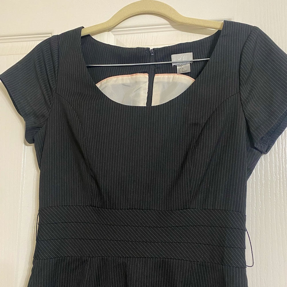 Pinstripe Scoop-neck Workwear Dress